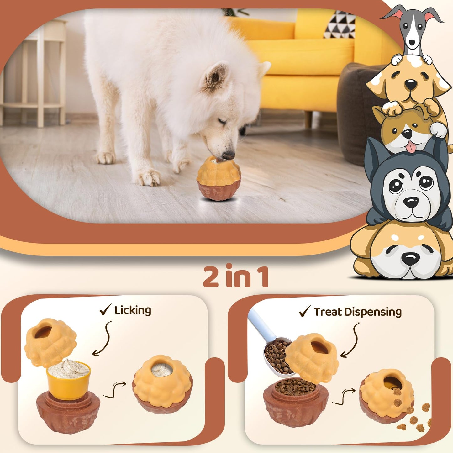 fyfracing Dog Treat Dispensing Enrichment Toys for Aggressive Chewers to Keep Them Busy，Interactive Indestructible Frozen Treat Molds Toy for Small Large Pet Dogs (Treat Toy)