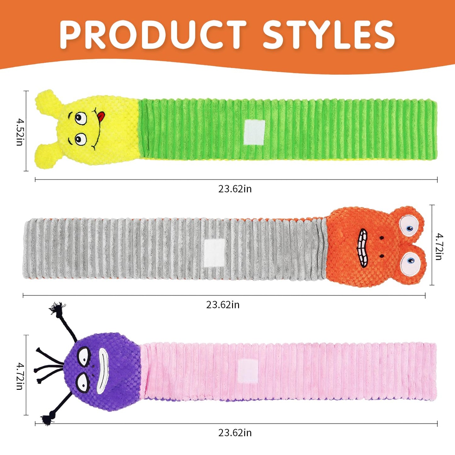 Aqezd No Stuffing Squeaky Dog Toys 3-Pack – Interactive Crinkle Plush Snuffle Toys, Tug of War Toy for Small, Medium, and Large Dogs, Soft Puppy Toys, Ideal Gift for Dogs (3 PCS)
