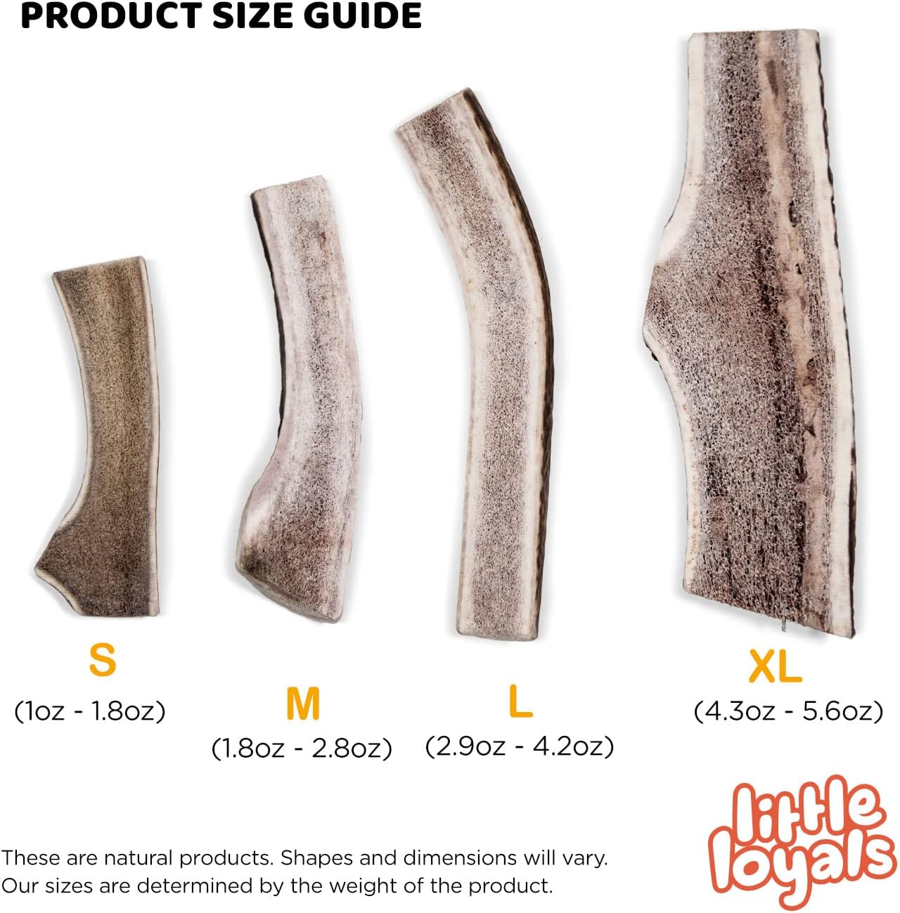 Little Loyals 100% Natural Grade A Premium Split Deer Antlers for Dogs - Long Lasting Dog Chews for Aggressive Chewers - Healthy and Durable Dog Treat for All Breeds - Supports Dental Health (X-Large)