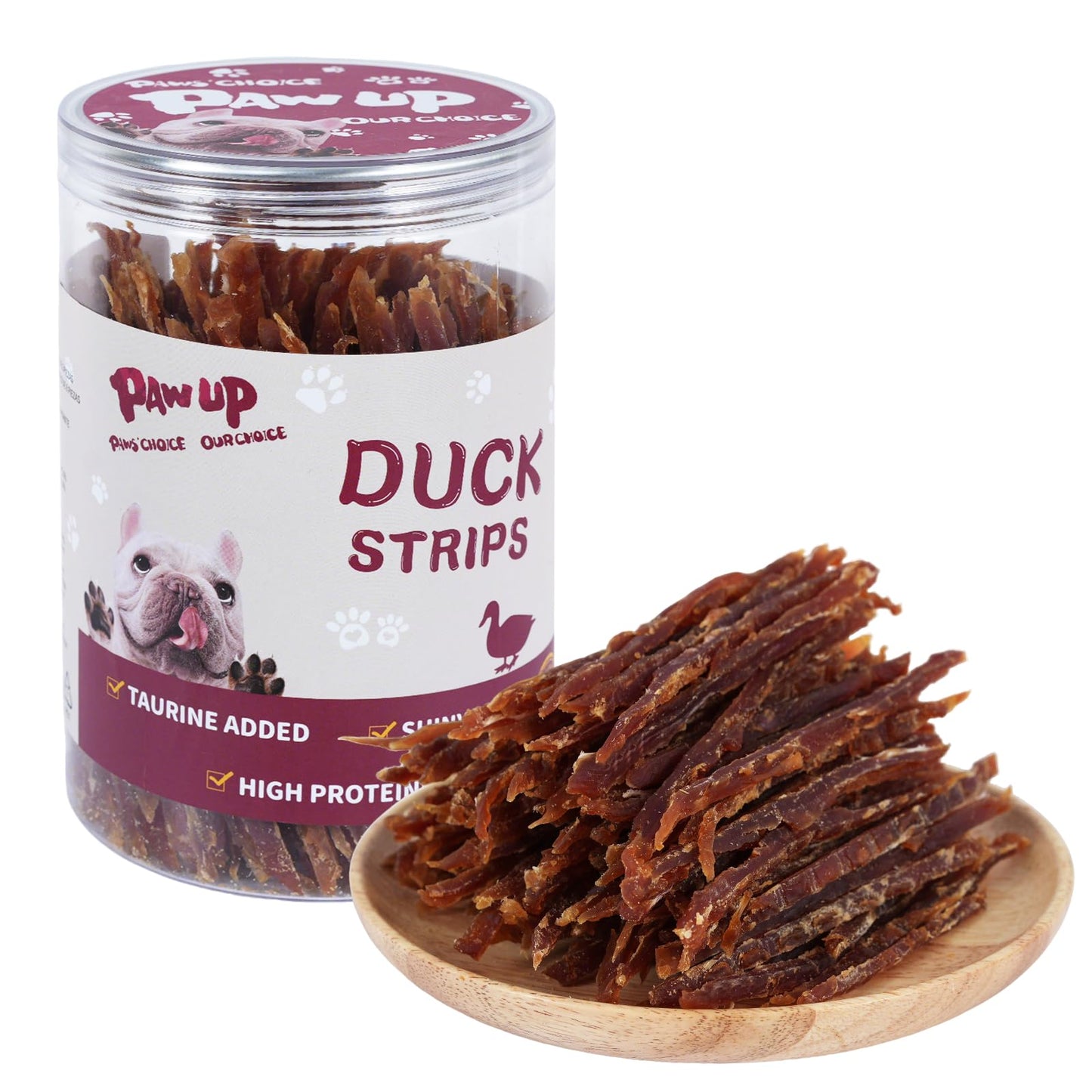 PAWUP Duck Jerky Strips Dog Treats, Training Treats for Dogs w/Taurine, Low Fat, Natural Duck Jerky Cuts for Small Dog, 12.5 oz