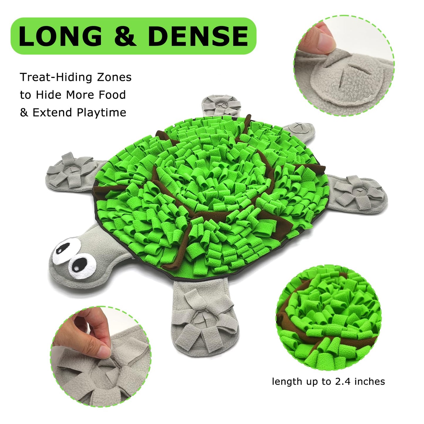 Snuffle Mat for Dogs, Tortoise-Themed Slow Feeder for Small/Middle/Large Breed, Durable Washable Portable Pet Feeding Mat, Nose Work Training Pad, Anxiety Relief & Mental Stimulation(M, Green)