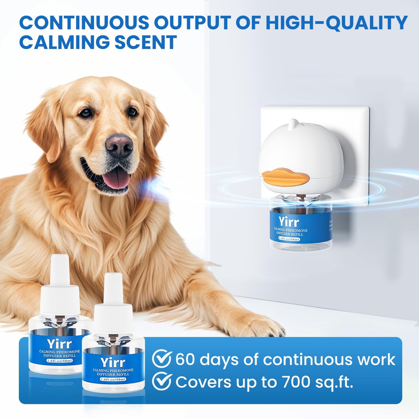 Yirr Dog Calming Diffuser, Dog Pheromones Calming Diffuser, Relaxing Pheromone for Dogs Relief Stress Anxiety Reduce Aggression Barking, Help Train Dog to Pee