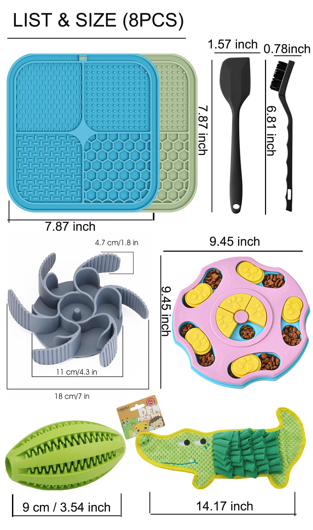 2pcs Dog Lick Mat, Slow Feeder Dog Bowls Insert and Puzzle Toys, Large Lick Mat with Suction Cups Slow Feeder Insert