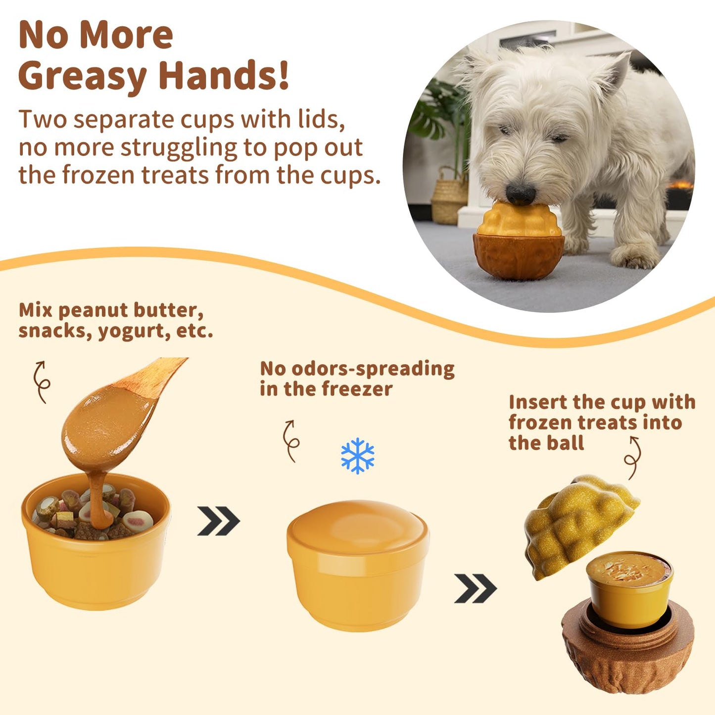 JoyBruko Interactive Dog Toys for Aggressive Chewers, /No Oil Needed/Smooth Screwing Frozen Treat Freezable Dog Puzzle Treat Dispensing Toy to Keep Them Busy for Small Medium Large Breeds