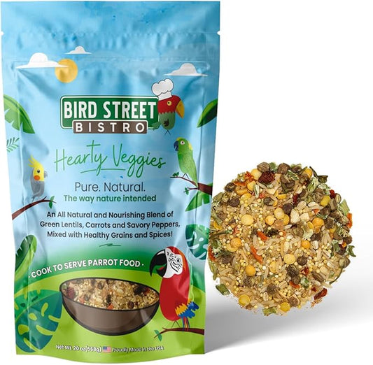 Parrot Food - Parakeet & Cockatiel Food - Cooks in 3-15 min with Natural & Organic Grains, Legumes, Non-GMO Fruits, Vegetables & Health-Oriented Spices