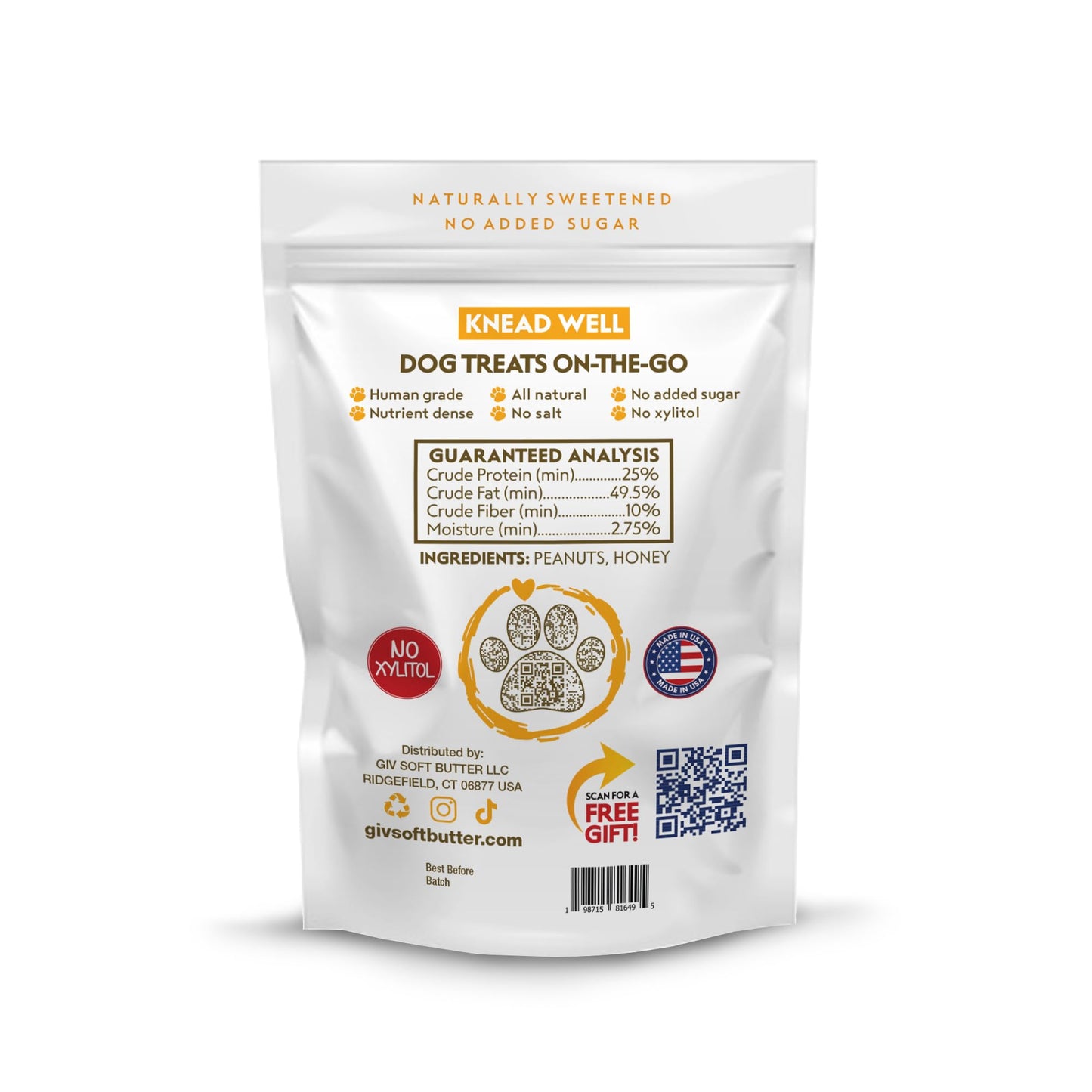 Dog Peanut Butter - All Natural Human Grade - 2 Ingredients (Peanuts & Honey) - Perfect for Pill Pockets, Lick Mat, Training Treats and Healthy Food, 4oz Pouches (Pack of 9)