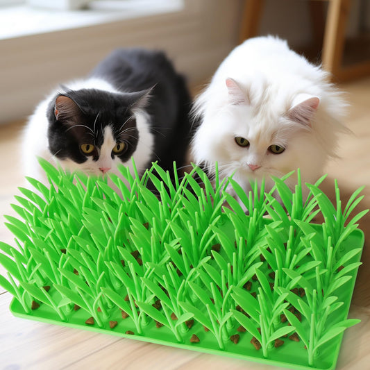 Palksky Silicone Grass Mat for Cats, Slow Food Cat Grass Mat for Indoor Cats, Foraging Snuffle Mat for Dog/Cat, Interactive Enrichment Cat Mat, green