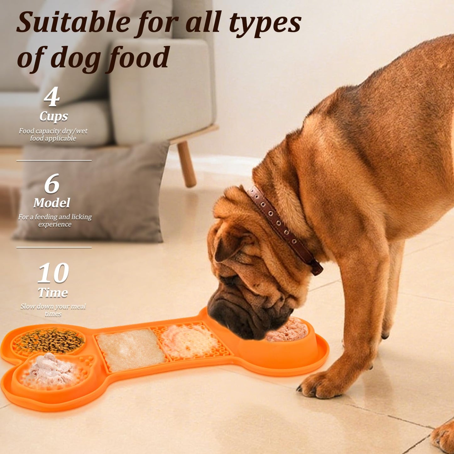 Silicone Slow Feeder Bowl, Lick Mat with Suction Cups for Dog Cat, Snuffle Feeding Mat for Dry and Wet Food, Interactive Sniff Mat for Bored Puppy Anxiety Relief, Blue