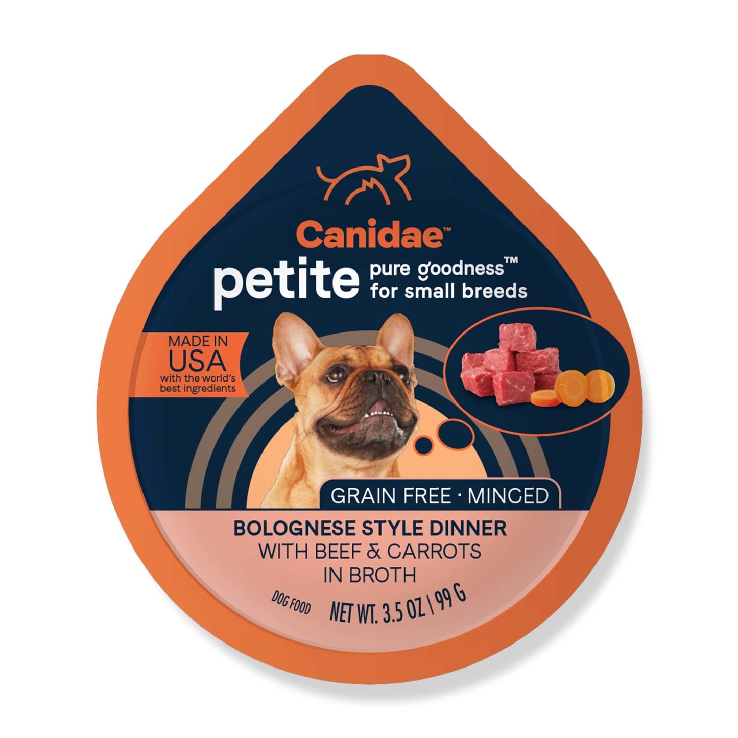 Canidae Pure Petite Premium Wet Dog Food for Small Breeds, Minced with Beef & Carrots, 3.5 oz, (Case of 12) Grain Free