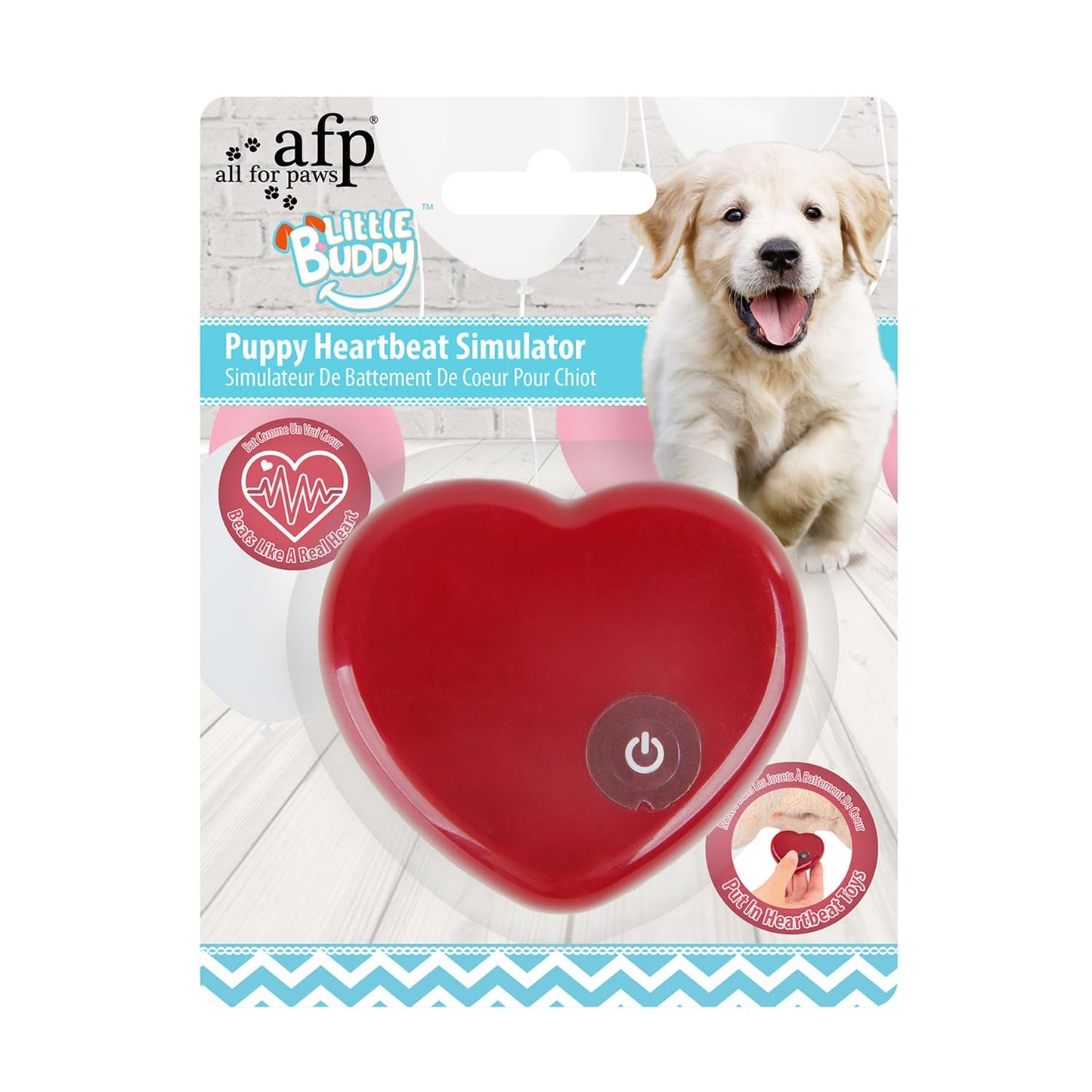 ALL FOR PAWS Little Buddy Puppy Heartbeat Simulator, Battery-Operated Anxiety Relief Toy, Red