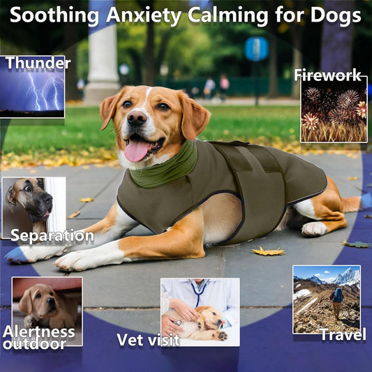 Dog Anxiety Jacket Skin-Friendly Anxiety Calming Hoodie Thunder Shirt Breathable Vest Relief Coat for Dogs Nighttime Reflective Adjustable Hoodies for Noise Block Ear Protection Fireworks Separation