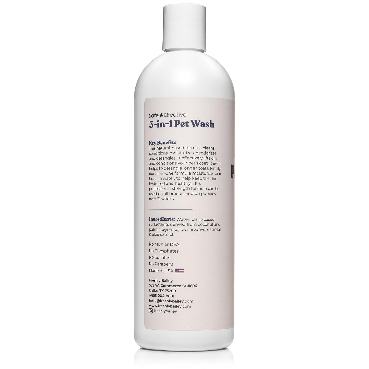 Dog and Cat Shampoo and Conditioner for Dogs and Cats - Best 5 in 1 Fresh Pet Wash - Natural Ingredients Perfect for Sensitive Skin - Cleans, Conditions, Detangles, and Moisturizes - 16OZ