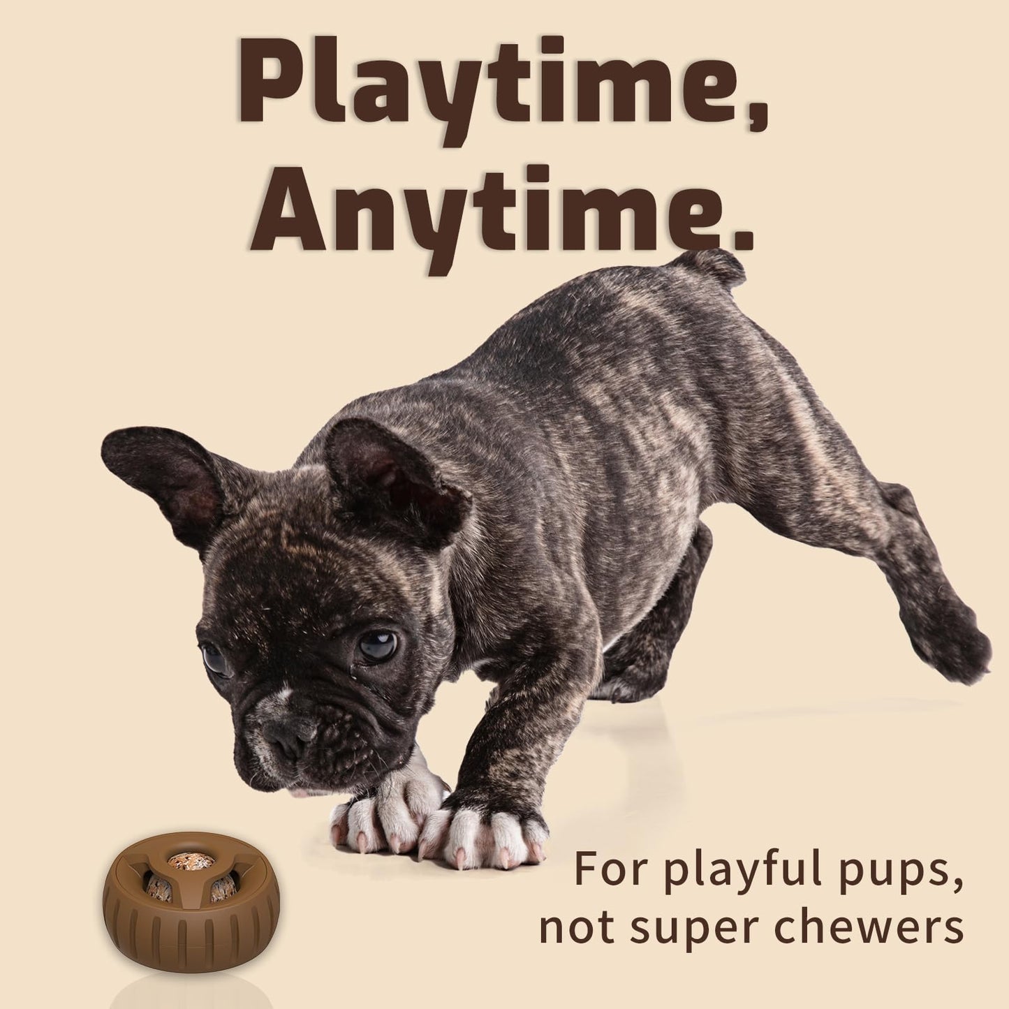 TAILGLEE Dog Toy, Compatible with Woof Pops, Medium Large Dogs Frozen Treat Toy Holder Treat Dispensing Dog Toy Dog Freezer Molds Fillable Rubber Dog Toys Long-Lasting, Brown