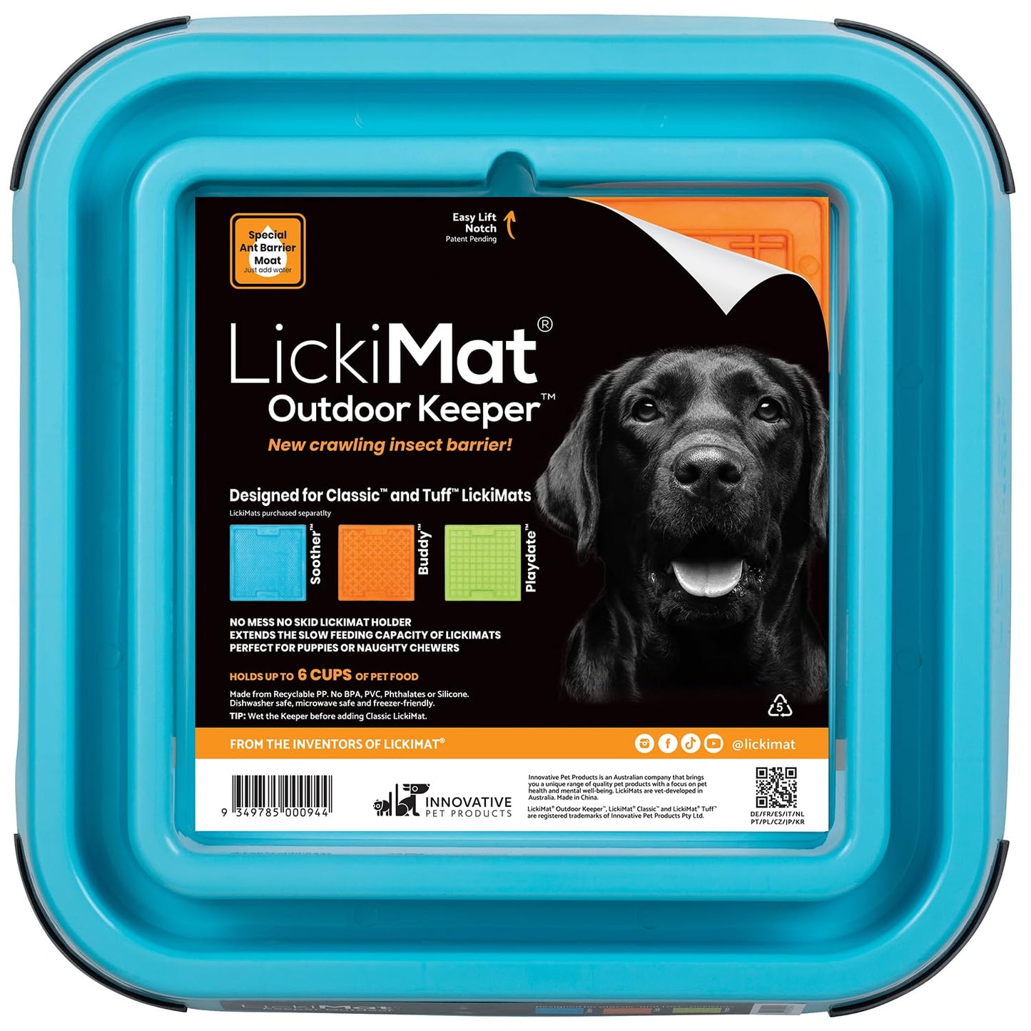 LICKIMAT Outdoor Keeper Dog Feeding Station - Slow Feeder Lick Mat Keeper for Dogs Food, Treats, Yoghurt & Peanut Butter - Extend Licky Mats for Dogs into Full Feeder, Turquoise.