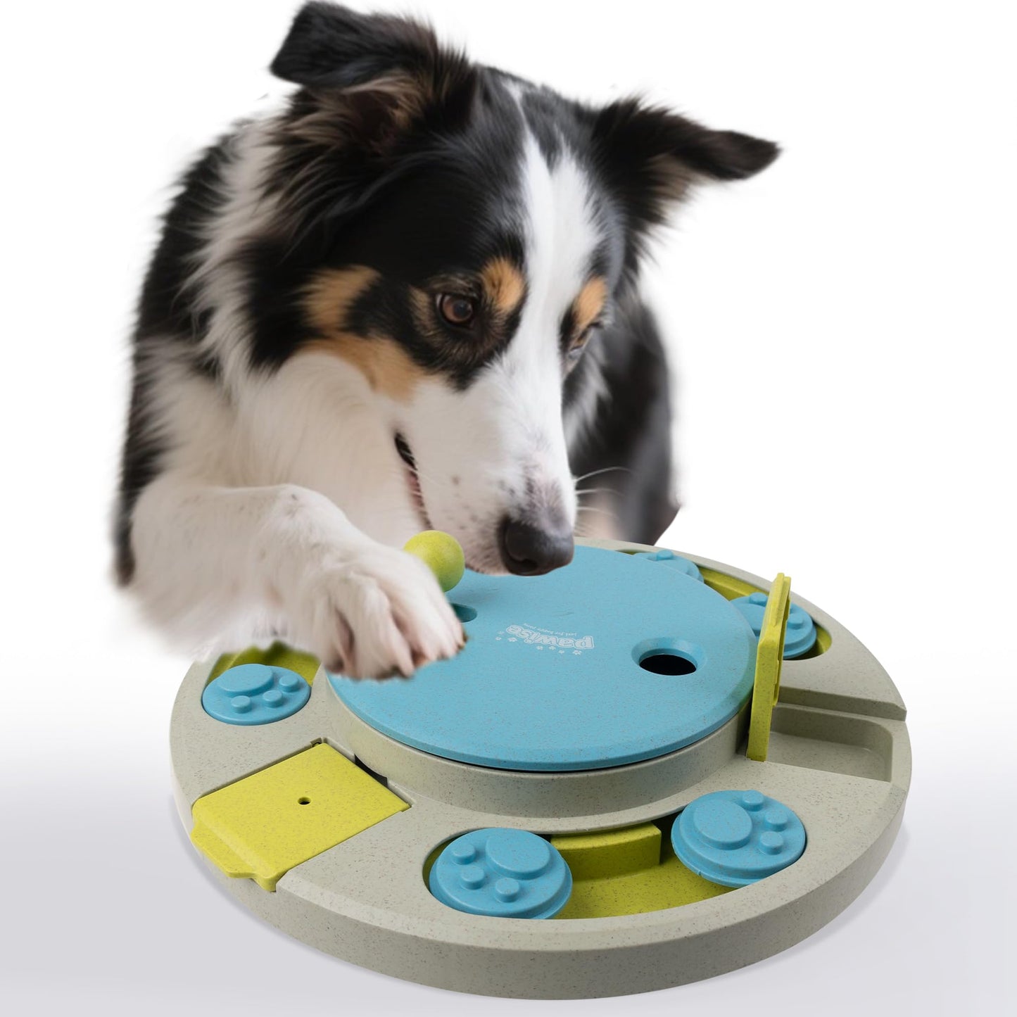 PAWISE Dog Puzzle Feeder Toy,Fun Slow Feeder 3 Levels, Pup Food Treat Dispenser for IQ Training & Mental Enrichment, Interactive Gift for Smart Dogs,Ideal for Small Dogs (Blue & Gray, Round)