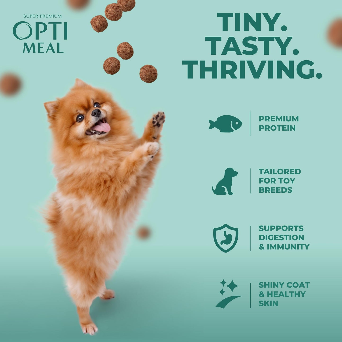 Optimeal Toy Breed Dry Dog Food – Small Kibble for Small Dogs, High Protein, Natural Ingredients, Skin & Digestive Support, Premium Nutrition – Salmon & Brown Rice, 8.8 lbs