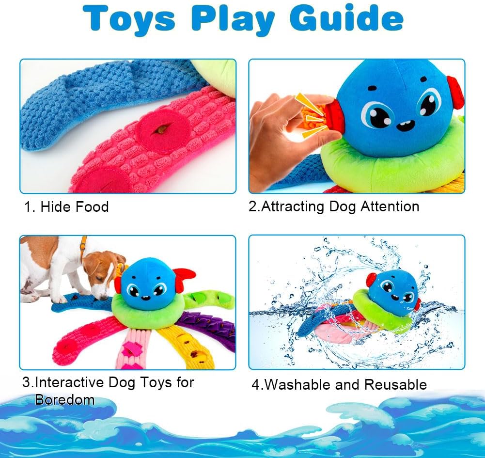 AWOOF Squeaky Dog Puzzle Toys Interactive Plush Dog Toys Snuffle Mat for Small & Medium Dogs, Training Toys Foraging Instinct Training Puppy Toys