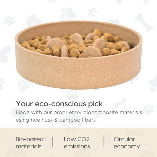 Eha Earth-Friendly Slow Feeder for Dogs | Dog Bowl Medium | 800 ml | Pet Bowl Made with Rice Husk and Bamboo Fibers | Dog Food Bowl | 1 Unit | Tortilla