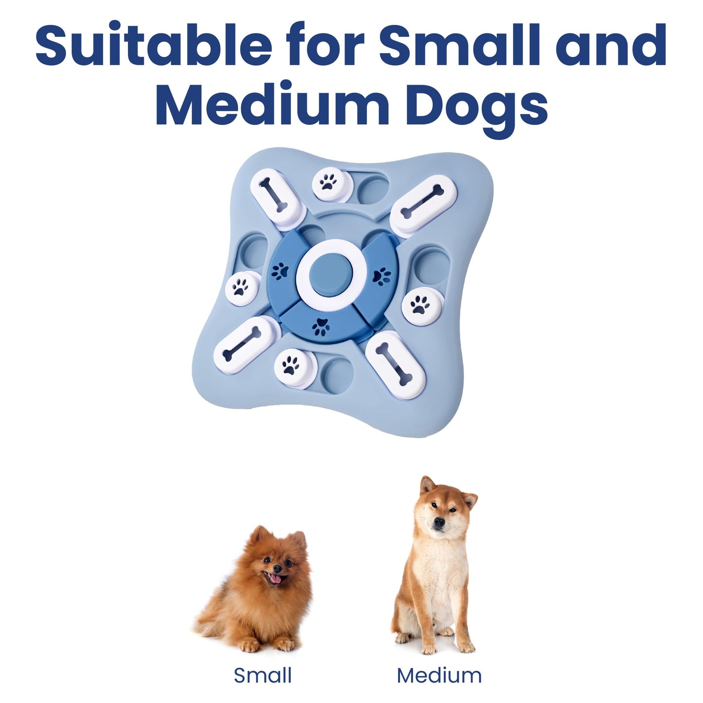 PAWSPIK Interactive Dog Puzzle Toy – Treat Dispensing Slow Feeder for Dogs, Mental Enrichment Toy with Squeaker & 16 Compartments – Durable, Non-Slip, Dishwasher Safe – Light Blue (Light Blue)