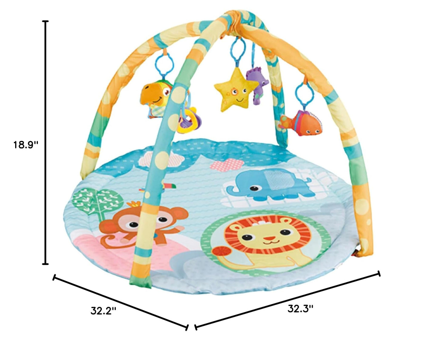 Cutie Patootie Playhouse Puppy Play Gym - Dog & Cat Activity Mat with Squeaky Toys - Interactive Sensory Mat for Pets (Suitable for Dogs & Cats Up to 25 lbs)