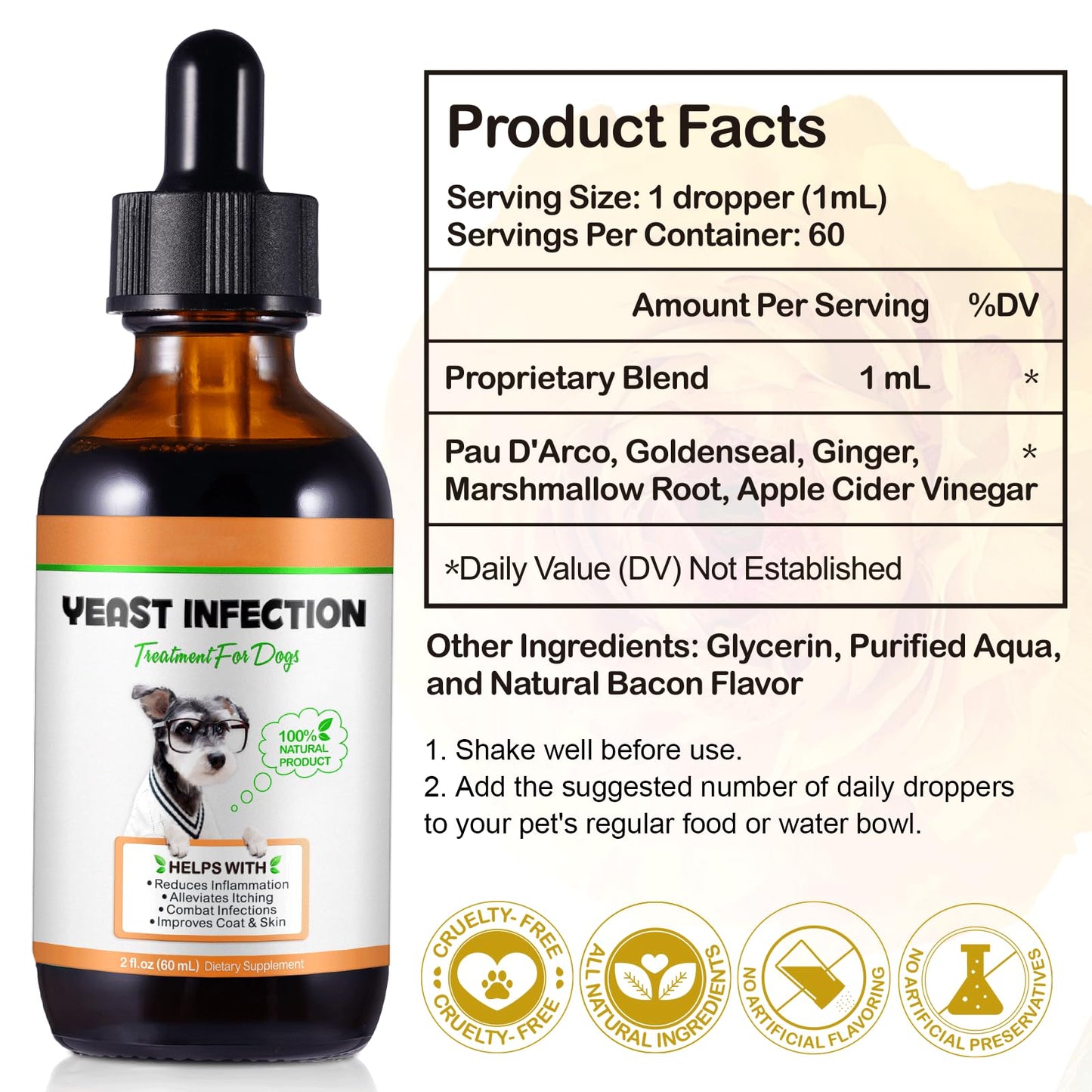Maani essence 60ML Natural Yeast Infection Treatment for Dogs, Dog Allergy Relief, Skin Itch Relief Supports Healthy, Inflammation Relief, Alleviates Itching, Allergy Relief Dog Yeast