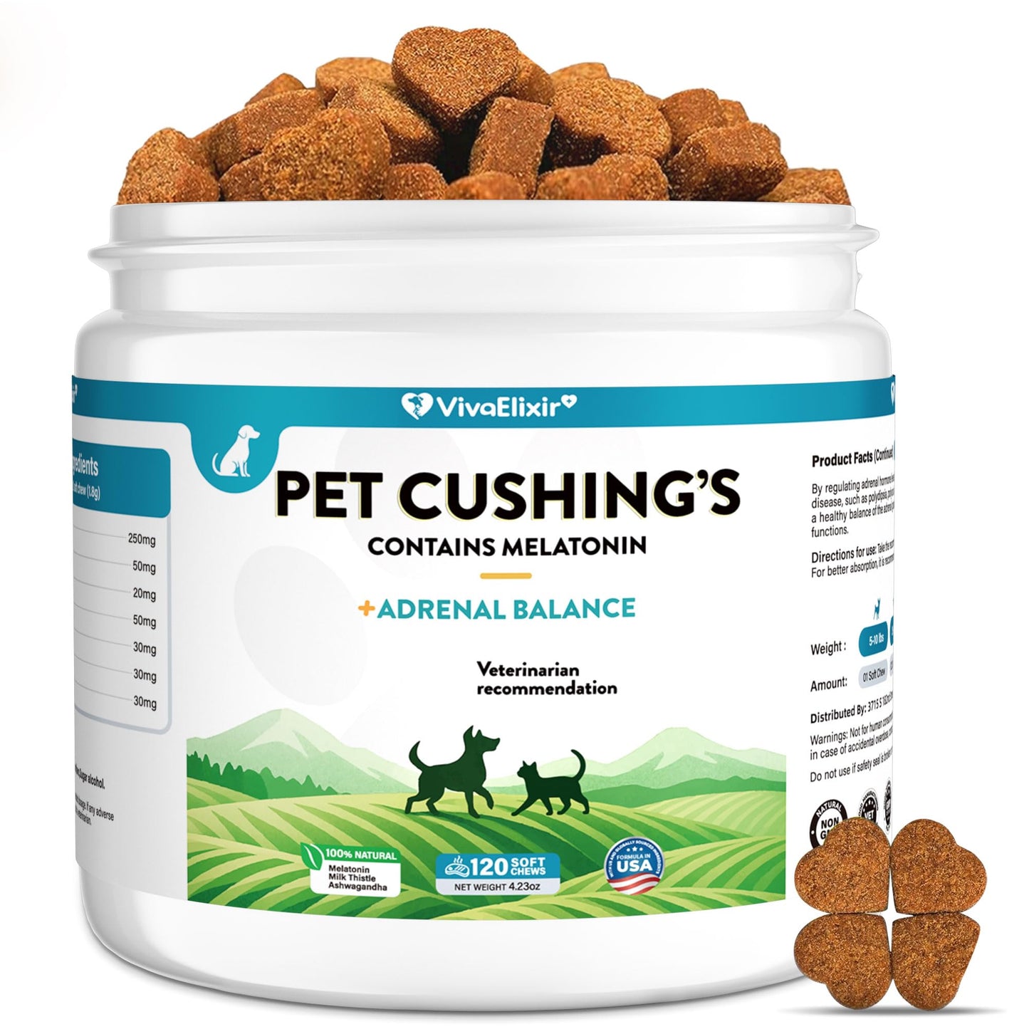 HMR Lignans & Melatonin for Dogs - Adrenal Balance Support Soft Chews - Herbal Melatonin for Dogs to Relieve Cushing's and Promote Healthy Balance - Veterinarian Recommended - 120 Chewable Tablets