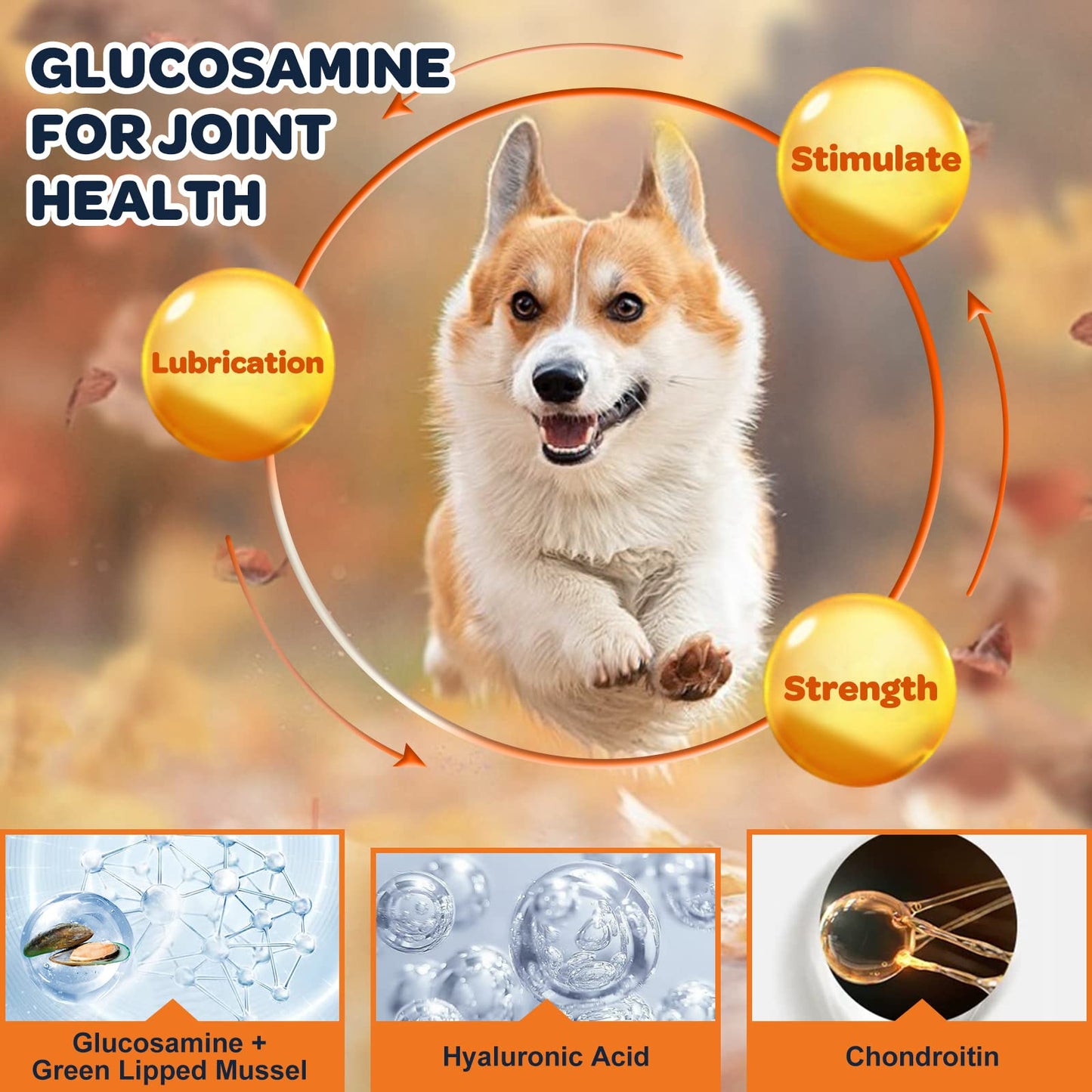 NATURE TARGET Glucosamine Joint Supplement for Dogs, Chondroitin, Omega-3, MSM, Hemp, Turmeric for Pain Relief, Dog Joint Supplement with Calcium for Bone Health, 120 Chicken Flavored Crunchy Chews