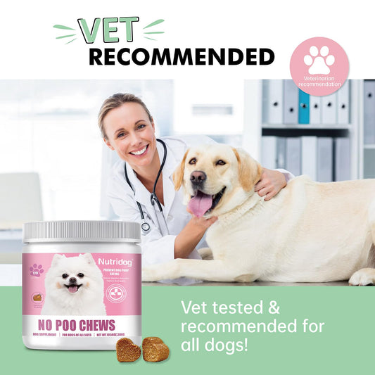 NutriDog No Poo Chews for Dogs - 120 Ct Chicken Flavor - Coprophagia & Stool Eating Deterrent with Probiotics, Digestive Enzymes & Breath Aid - Stop Dog Poop Eating - Gut Health (Chicken)