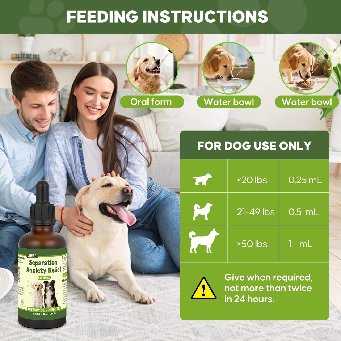 Separation Anxiety Relief for Dogs, Calming Care for Dogs, Helps Relieve Anxiety During Separation, Valerian Root for Anxiety Drops, Easy to Use (2 fl oz)