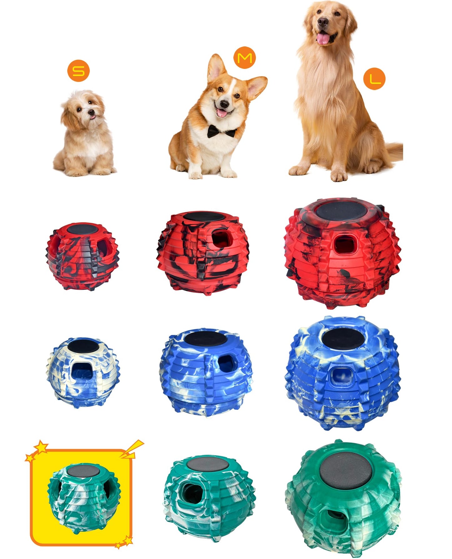 XHX Long-Lasting Interactive Dog Toy to Keep Your Pup Distracted - Safe for Small Dogs 10-25 lbs(Small, Green and White)