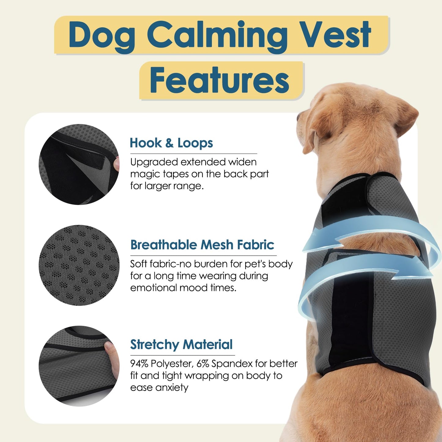 ROZKITCH Dog Anxiety Shirt Calming Jacket, Mesh Dog Anxiety Vest for Thunderstorm Fireworks Travel Vet Visit Separation Anxiety Relief Outdoor Indoor Elastic Breathable Calming Shirt Wrap Grey M