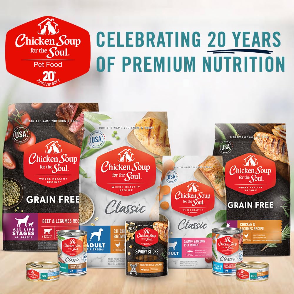 Chicken Soup for the Soul All Natural Premium Grain-Free All Life Stage Dry Dog Food, Real Meat First Ingredient, No By-Products, Added Taurine Supports Heart Health, Chicken, Pea & Sweet Potato, 22lb