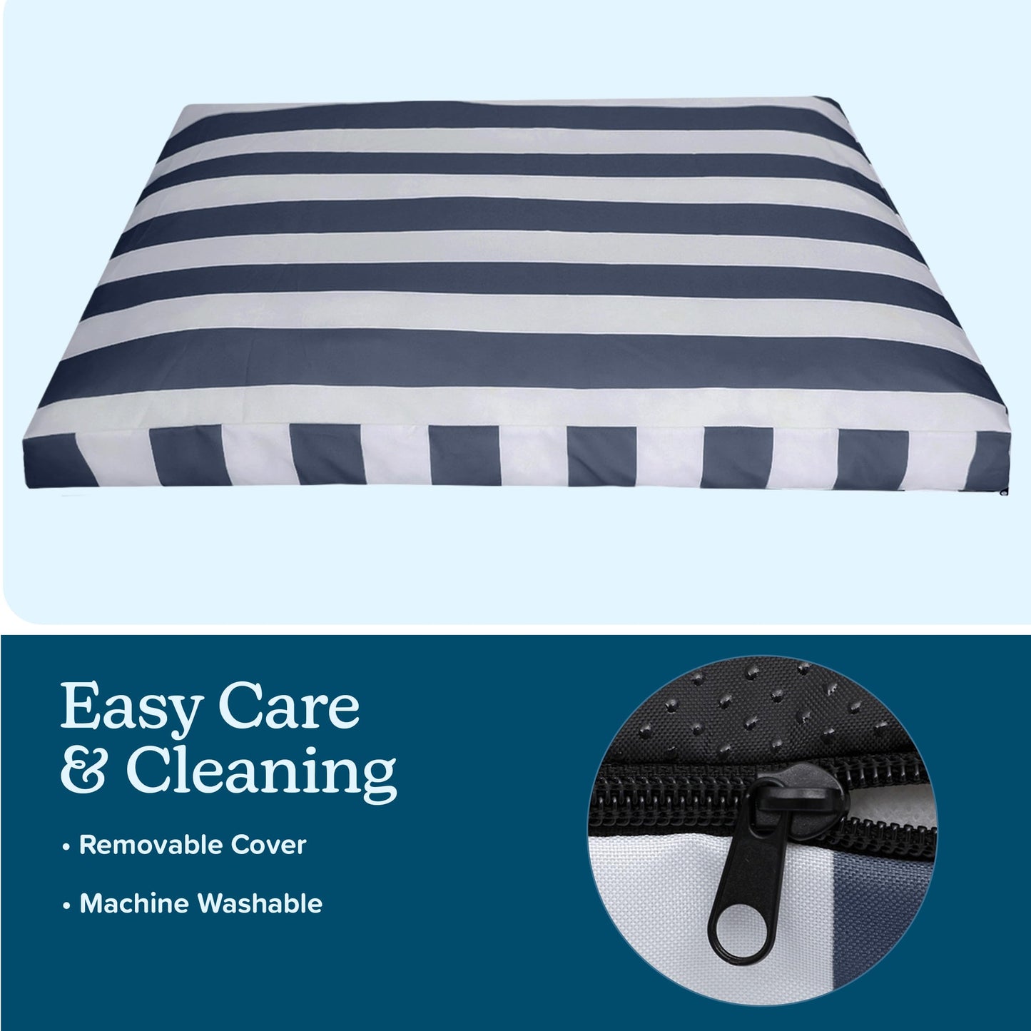 PETMAKER Dog Bed - Indoor/Outdoor Dog Bed with Removable Washable Cover and Non-Slip Bottom - 44in Large Pet Bed for Dogs up to 90lbs - Water-Resistant Dog Beds (Navy)