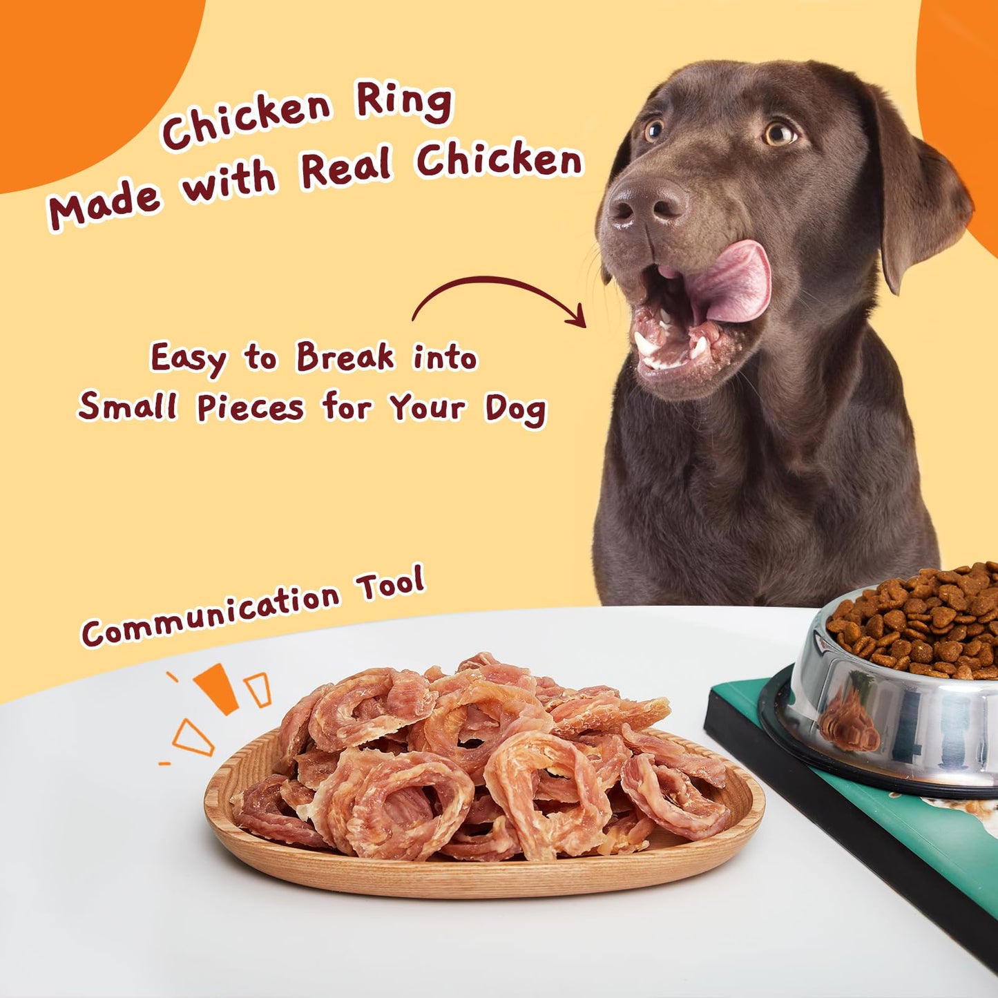 Jungle Calling Chicken Rings Dog Treats, Slow Roasted Chicken Jerky, Rawhide Free Dog Chews, High Protein Training Treats, Hip and Joint Health with Glucosamine, 10.6 oz