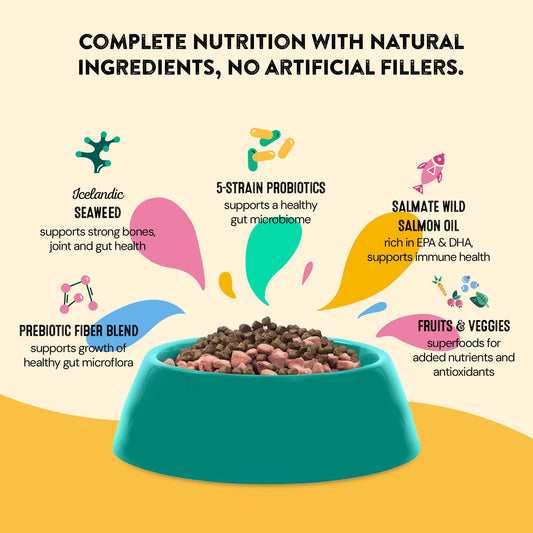 Happy Go Healthy Daily Wellness Supplements for Dogs | Probiotic & Prebiotic Benefits with Fish Oil & Seaweed to Keep Your Dog Beaming All Day Long | All Breeds and Sizes | 60 Count