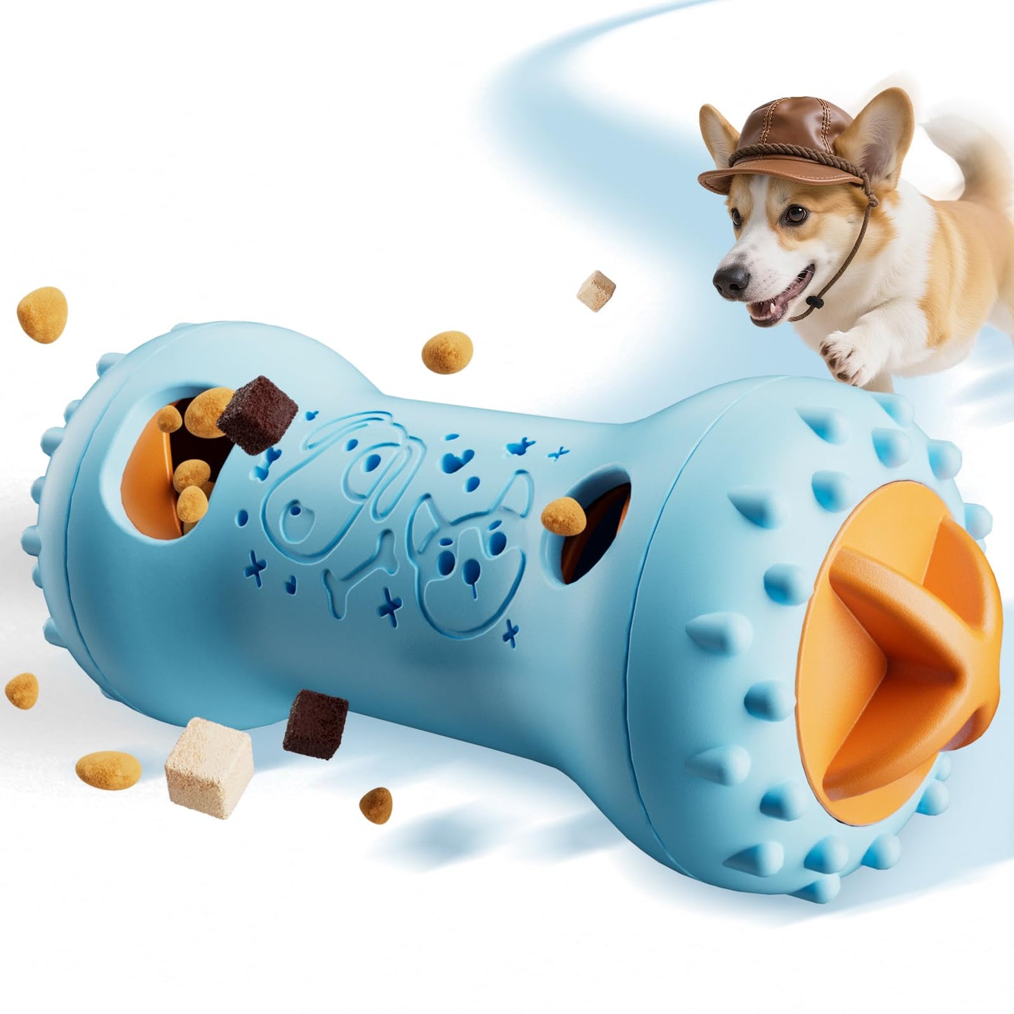 FOXMM Interactive Treat Dispensing Dog Toys – Adjustable Puzzle Toy to Keep Dogs Busy, Mental Stimulation, Cognitive Fun and Boredom Buster for Puppy Teething, for Small Medium Large Dogs