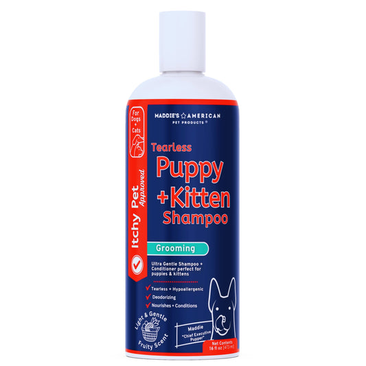 Puppy + Kitten Tearless and Gentle Hypoallergenic 2 in 1 Shampoo + Conditioner - Itchy Pet Approved Line - Fruity Scent