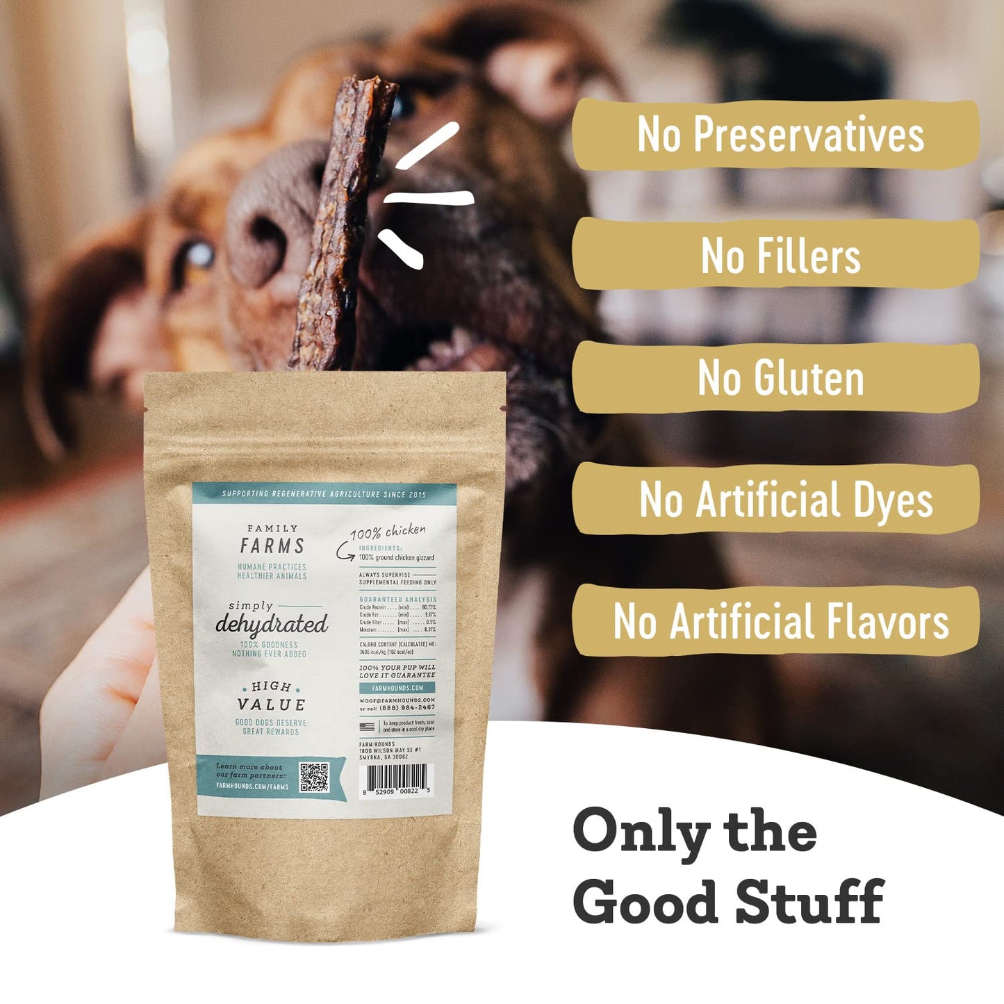 Farm Hounds - Chicken Gizzards - Premium Natural Jerky for Dogs - 100% Humanely Raised Chicken - Break-to-Size - Great for Training & Treats - No Added Fillers - Made in USA - 4oz -1 Pack