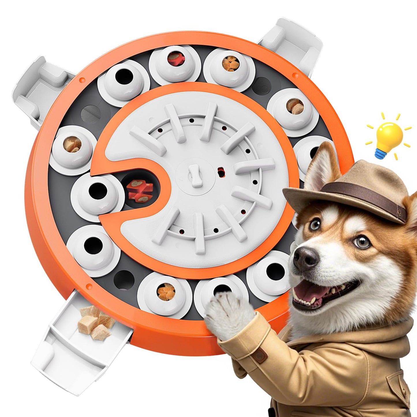 Dog Puzzle Toy, Level 3 in 1 Brain Mental Stimulation Dog Puzzles for Smart Dogs, Interactive Treat Dispenser Cognitive Enrichment Toys Puppy Puzzle Game for Mind Boredom-13.31"x13.31" Orange