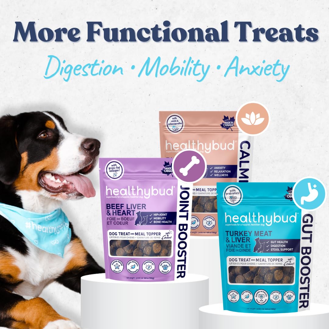 healthybud Calming Aid, Natural Duck Dog Treats & Toppers for Stress Relief - Dog Separation Anxiety, Stress Reduction, Aggression Relief - Support Calm, Immunity Health (14.1 Ounces)