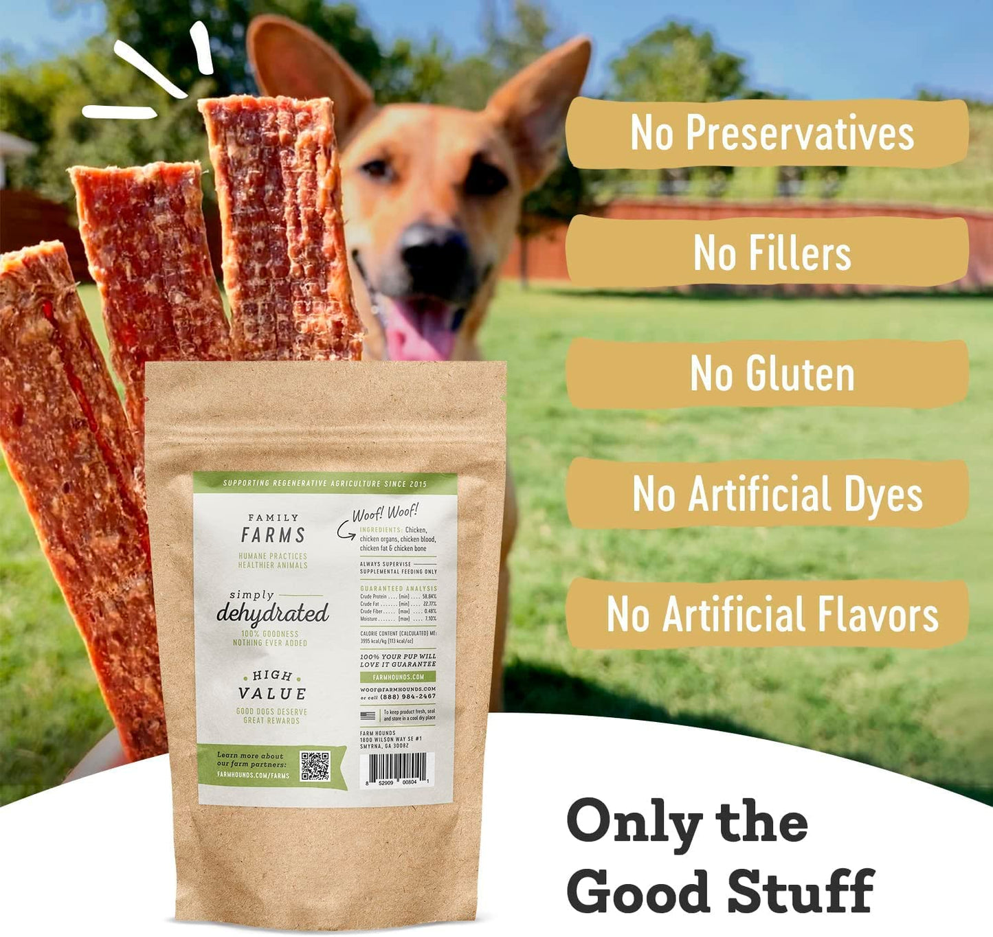 Farm Hounds - Chicken Strips - Premium Natural Jerky for Dogs - 100% Humanely Raised Chicken- Break-to-Size - Great for Training & Treats - No Added Fillers - Made in USA - 2 Pack