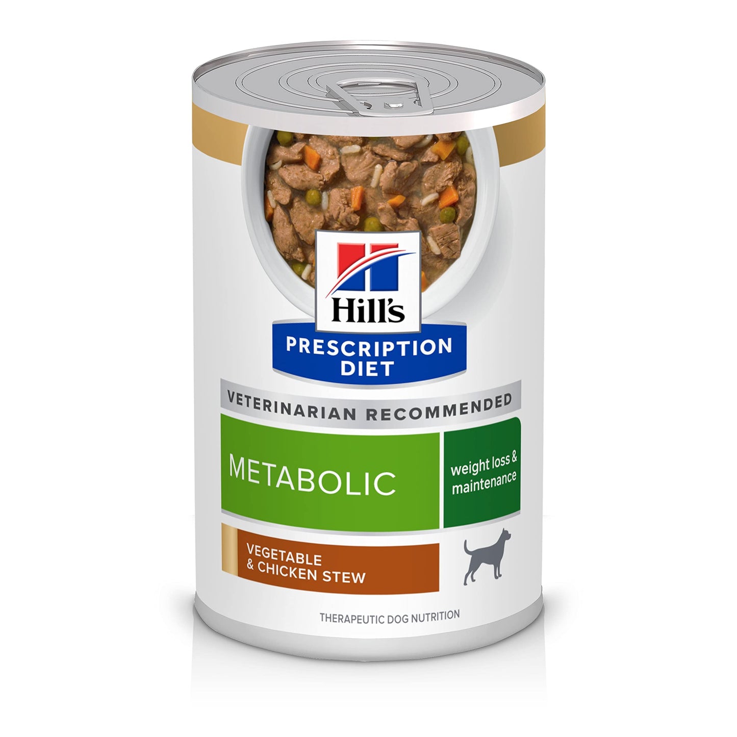 Hill's Prescription Diet Metabolic Weight Management Vegetable & Chicken Stew Wet Dog Food, Veterinary Diet, 12.5 oz. Cans, 12-Pack
