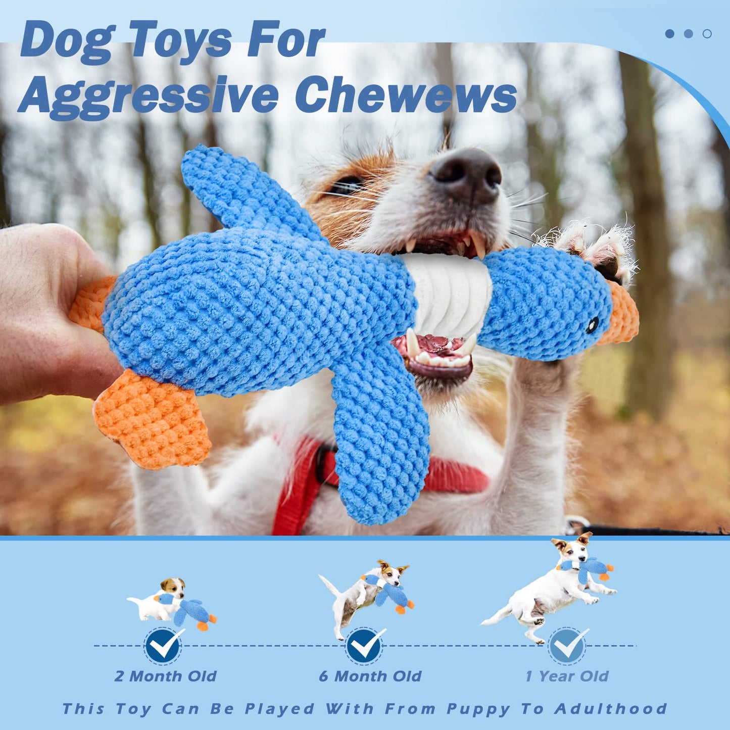 Vitscan Upgraded Goose Durable Dog Toys for Aggressive Chewers Small Medium Large Breed/Dog Chew Toy Crinkle Squeaky Plush Dog Puppy Chew Toys for Teething/Interactive Dog Toys