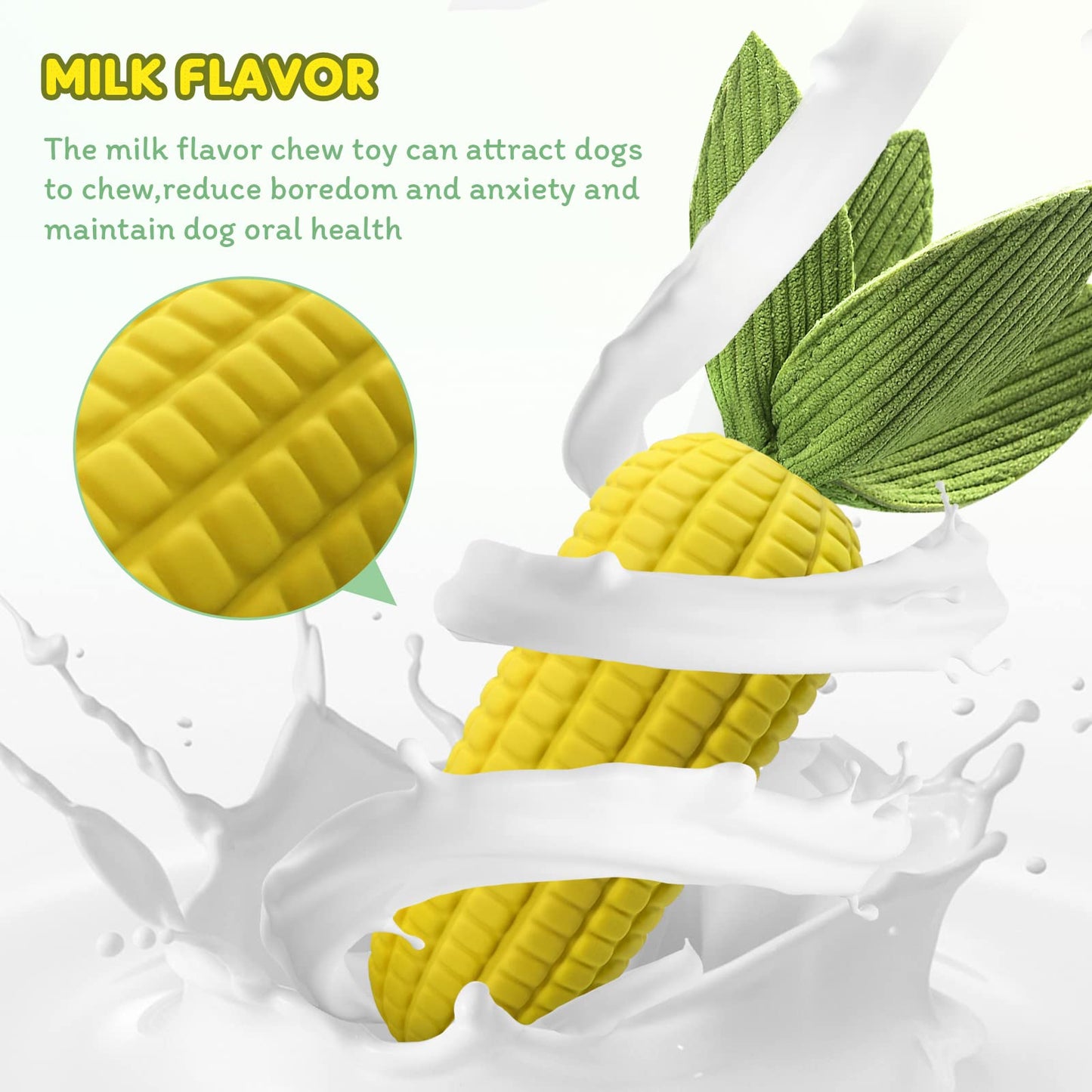 Squeaky Dog Toys for Aggressive Chewers, Indestructible Tough Dog Chew Toys for Small Medium Large Dogs, Interactive Dog Toys with Milk Flavor