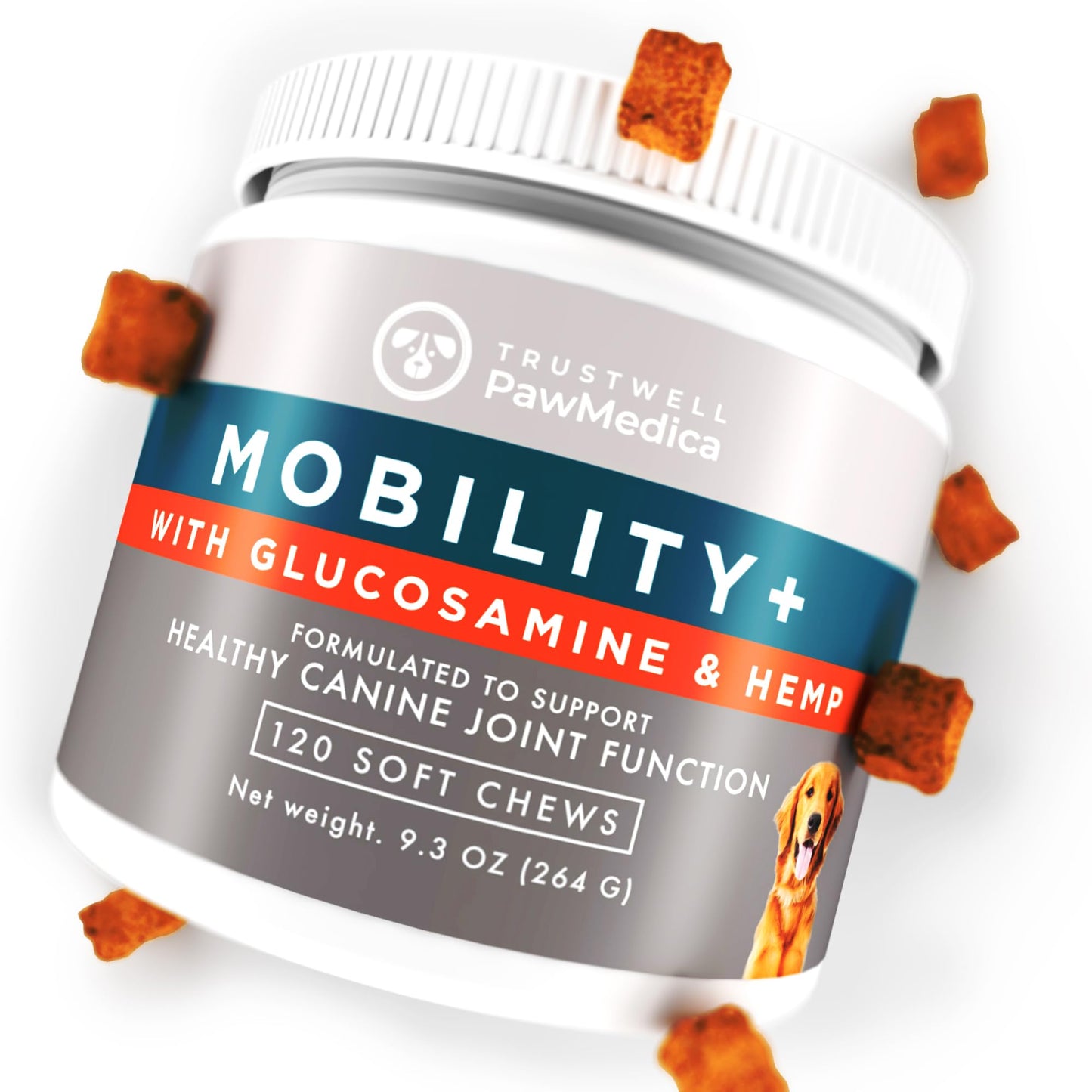 PawMedica Glucosamine for Dogs, Hip & Joint Care Chews for Dogs, Joint Support for Dog Joint Supplements with Hemp Mobility for Dogs, Senior Dog Joint Supplement Large Breed - 120 Dog Hemp Chews
