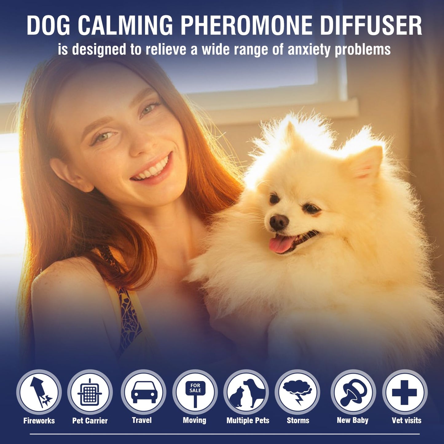 LKBHGF Dog Calming Pheromones Diffuser 6 in 1 Kit Appeasing Pheromone Diffuser to Calm (2 Plug in+4 Pack 48ml Refill) for Anxiety Relief Reduce Aggression Fighting Barking Stress 120 Day Supply