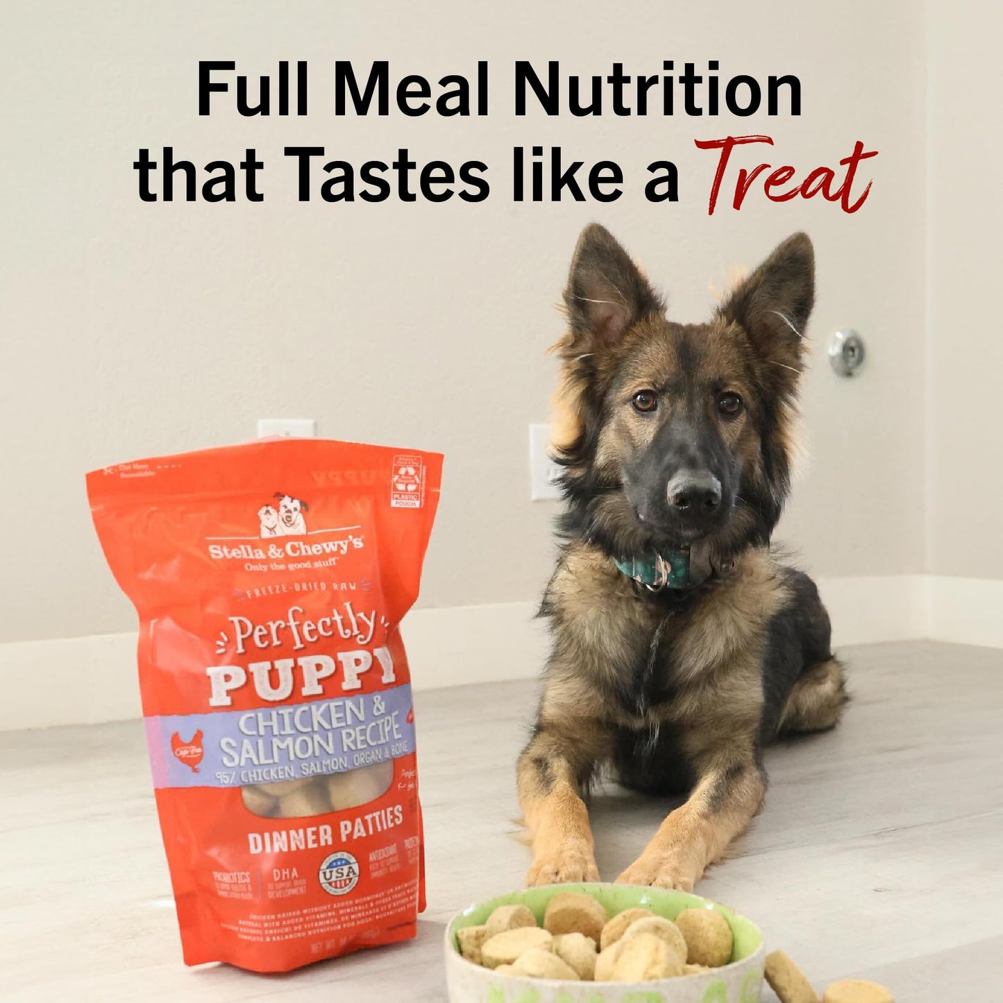 Stella & Chewy's Freeze Dried Raw Dinner Patties – Crafted for Puppies – Grain Free, Protein Rich Perfectly Puppy Chicken & Salmon Recipe – 5.5 oz Bag