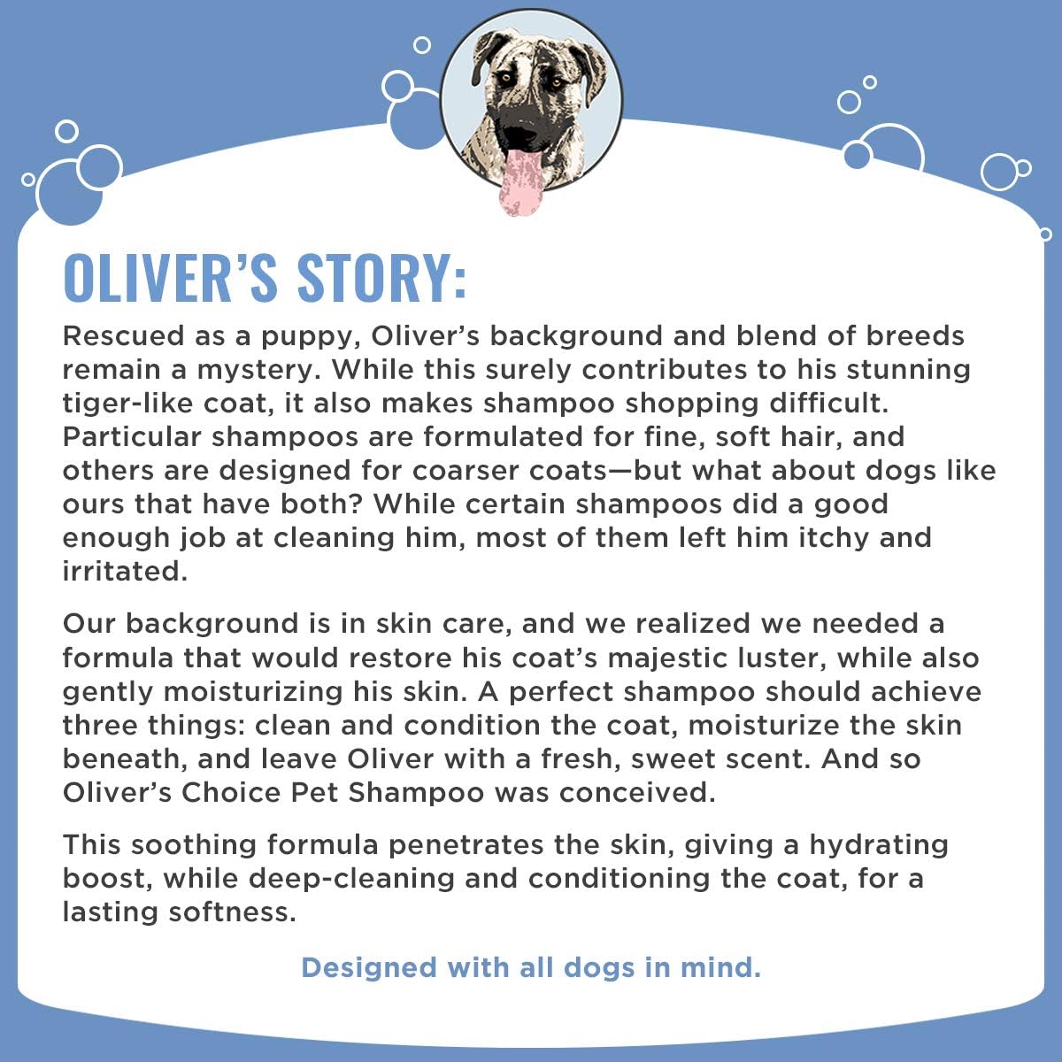 OLIVER'S CHOICE Dog Shampoo with Oatmeal, Aloe & Shea Butter – Deodorizing Puppy Shampoo for Smelly Dogs, Itchy Skin Relief, Paraben-Free, Biodegradable, Cruelty Free – 12 fl. oz