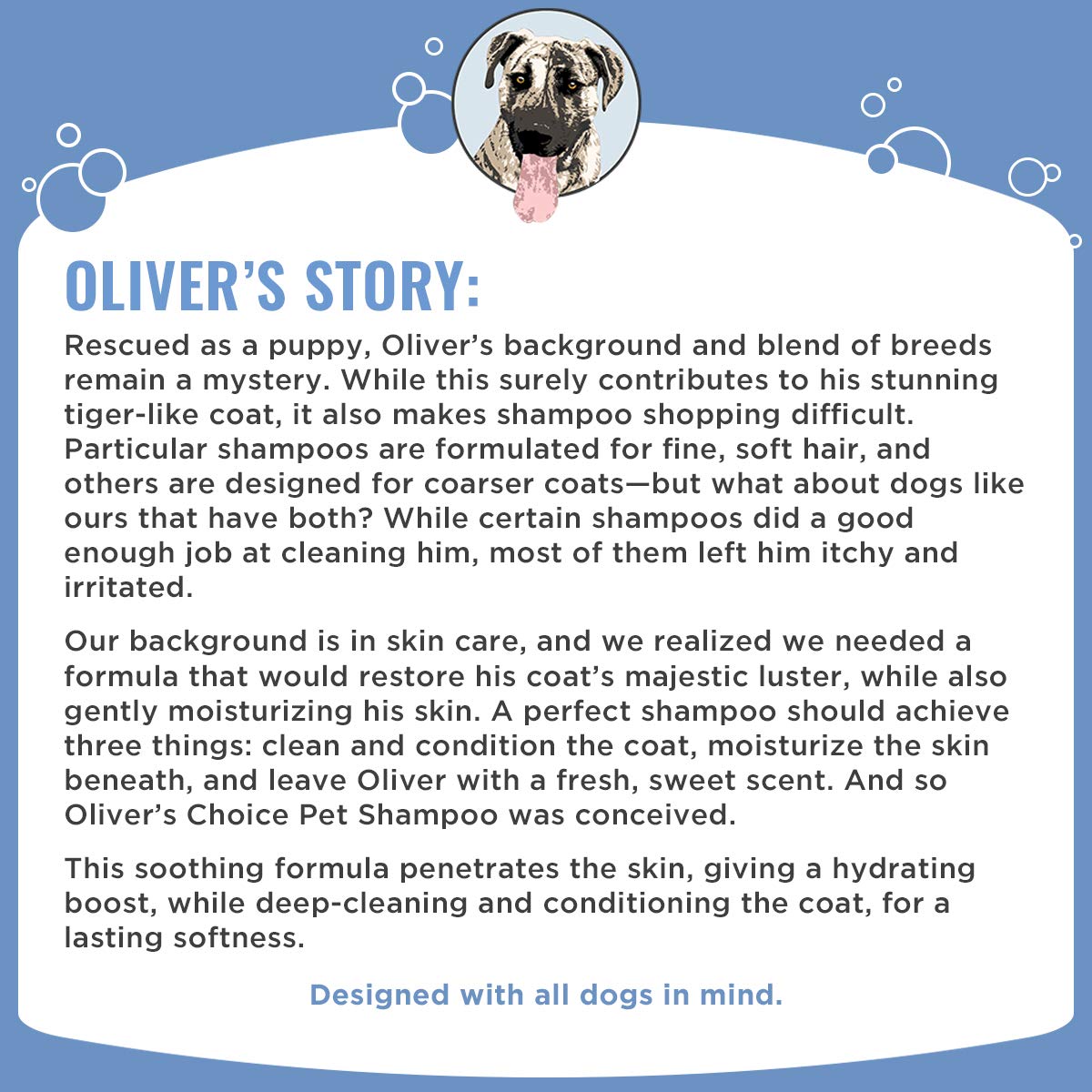 OLIVER'S CHOICE Dog Shampoo with Oatmeal, Aloe & Shea Butter – Deodorizing Puppy Shampoo for Smelly Dogs, Itchy Skin Relief, Paraben-Free, Biodegradable, Cruelty Free – 12 fl. oz