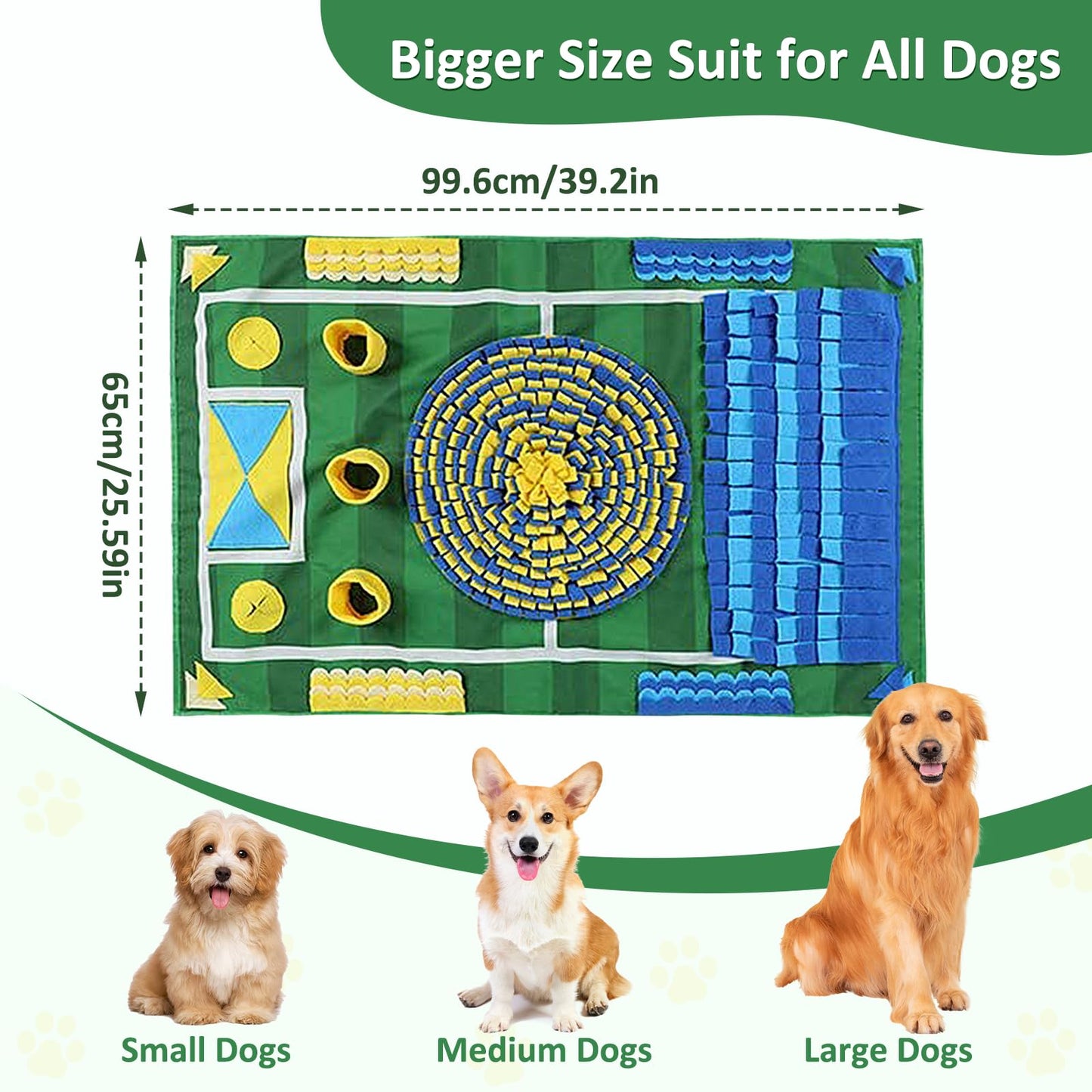 Esoes Snuffle Mat for Dog 25.98''x39.76'' Snuffle Mat for Dogs Large Breed Interactive Puzzle Dog Food Mats for Boredom&Mental Stimulation Enrichment Feeding Game Sniff Mat Help Slow Eating&Keep Busy